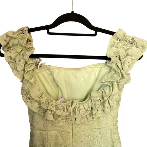 Selfie Leslie Verona Off-Shoulder Lace Overlay Mini Dress Apple Sz S - Picture 4 of 13